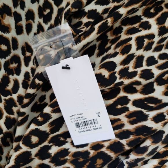Equipment Aubrey Leopard Spotted 100% Silk 3/4 Sleeve Shift Dress Women's Small - Picture 12 of 14